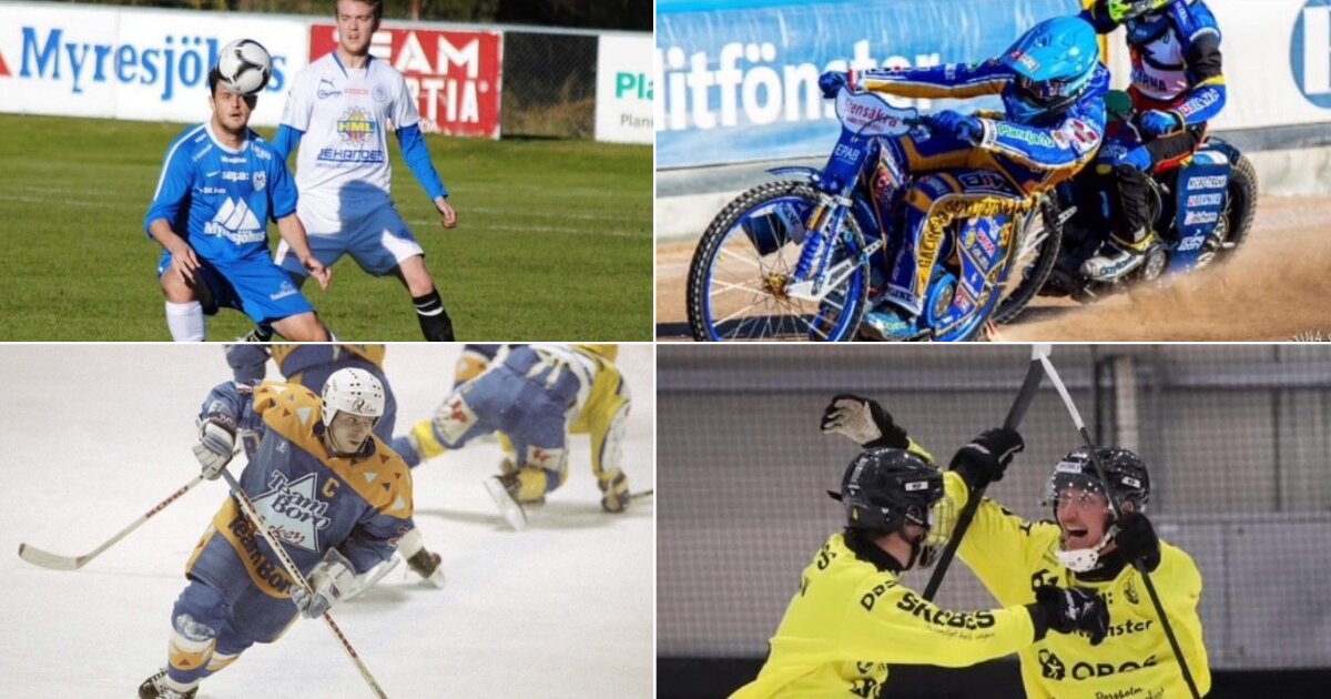 Bild på fotboll, speedway, ishockey och bandy